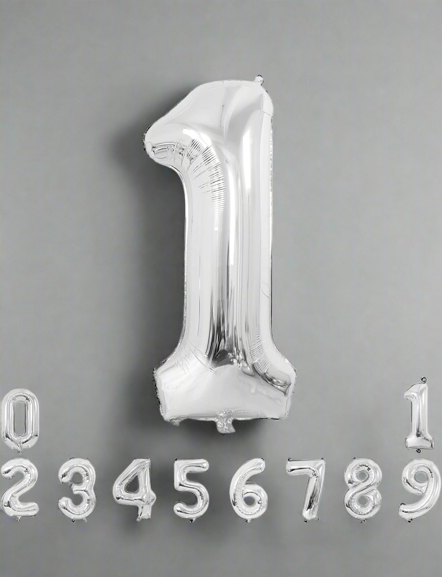 Silver Number Helium Balloon (Choose Your Number)
