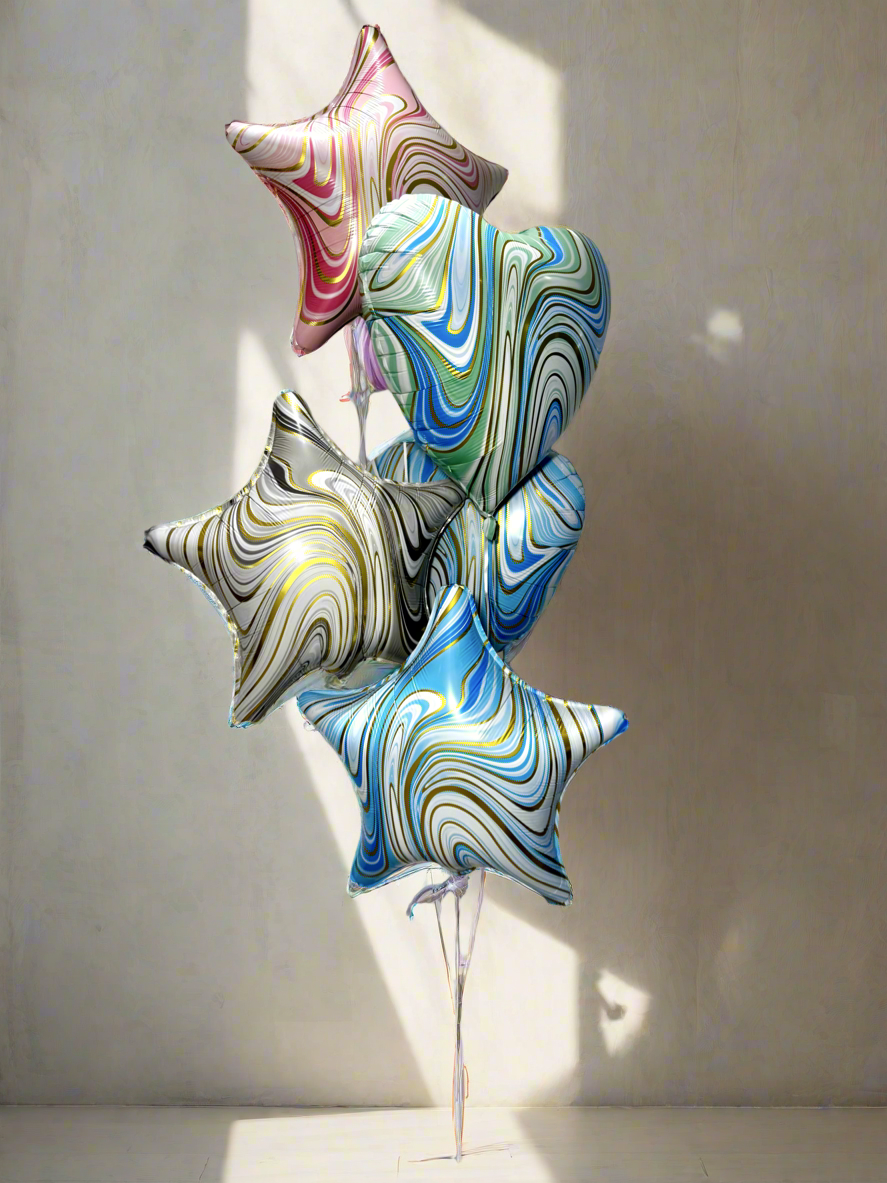 Marble Heart & Star Balloons (1 item)