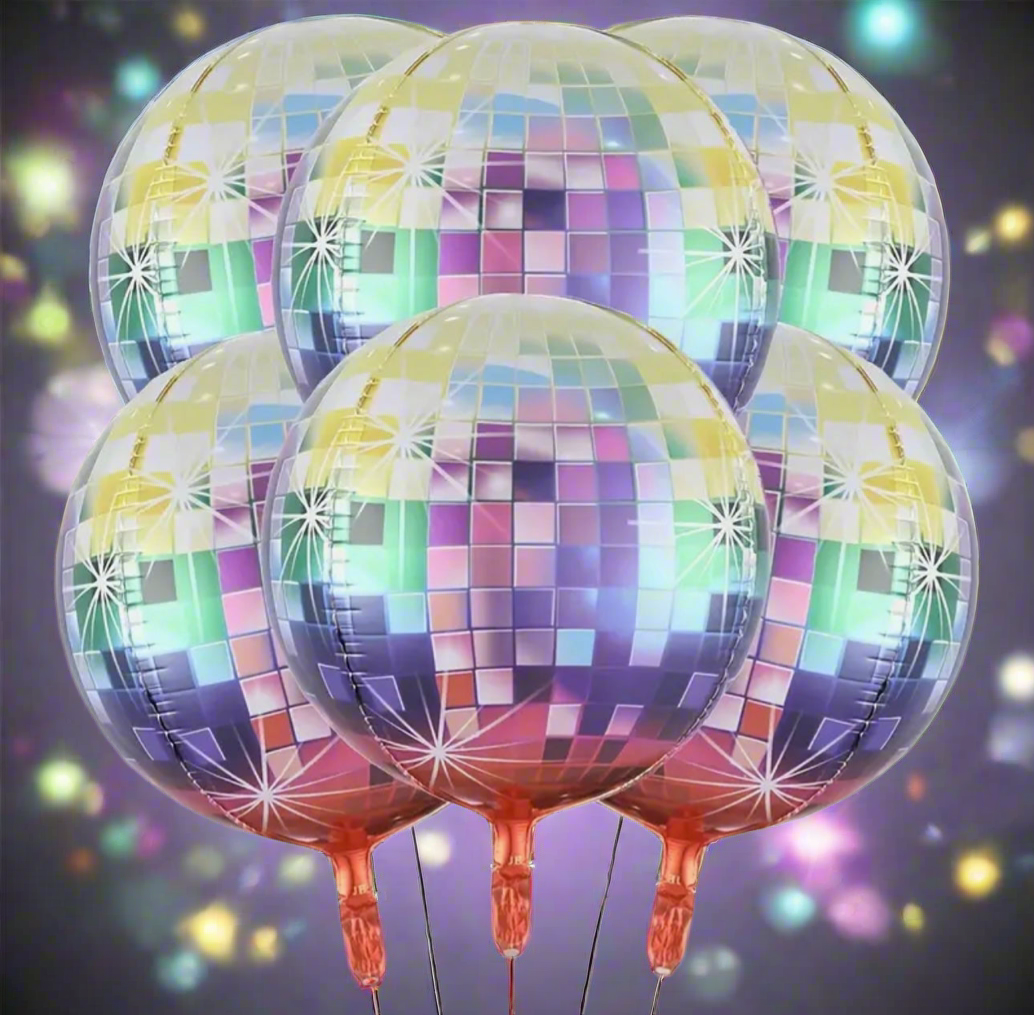 Disco Ball Foil Balloons (6 Pieces)