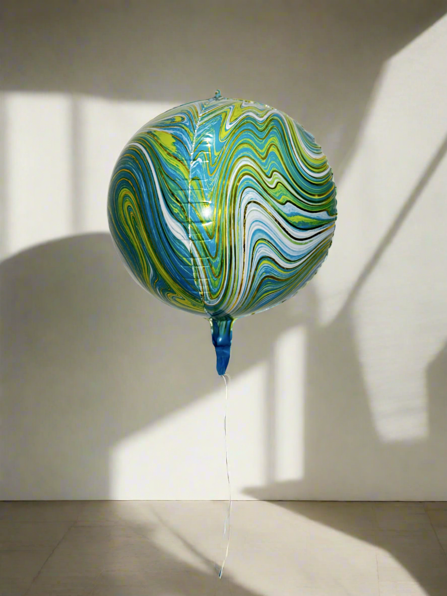 Golden & Green Swirl Marble Balloon – (22 inches)