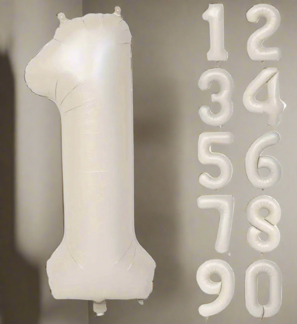 Cream White Number Foil Balloon (Choose Your Number)