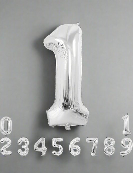 Silver Number Helium Balloon (Choose Your Number)