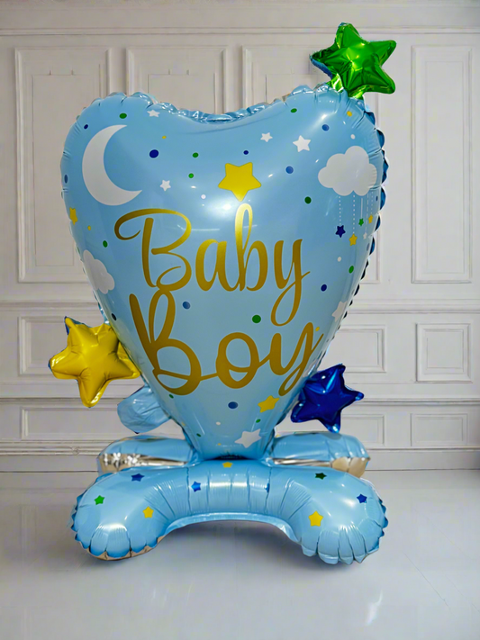 Baby Boy Blue Heart Balloon with Stars – Air-Filled