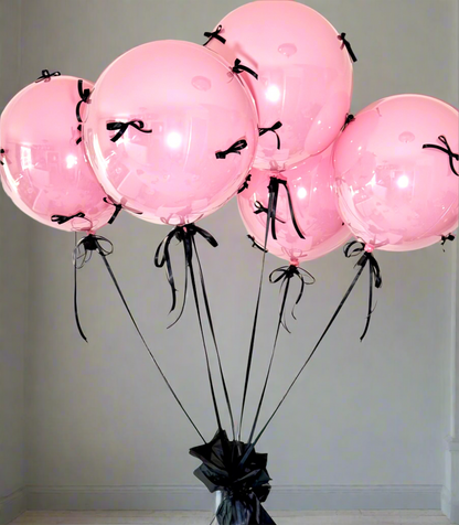 Luxury Pink Balloon bouquet with Bows – Set of 6