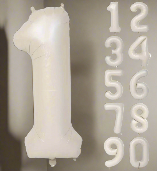 Cream White Number Foil Balloon (Choose Your Number)