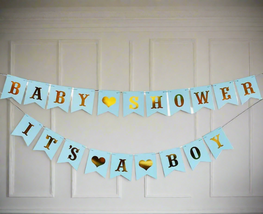 Blue ‘Baby Shower It’s a Boy’ Paper Banner Decoration