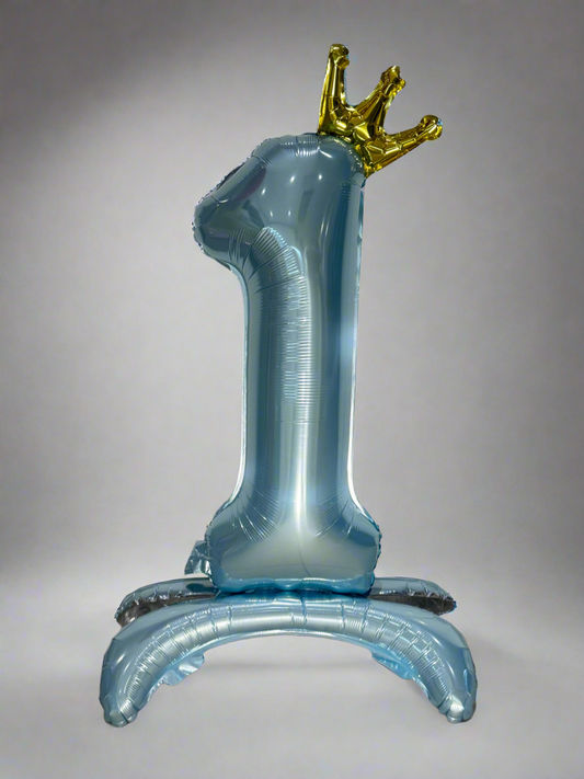 Giant Blue Crown Foil Number Balloonm 81 cm