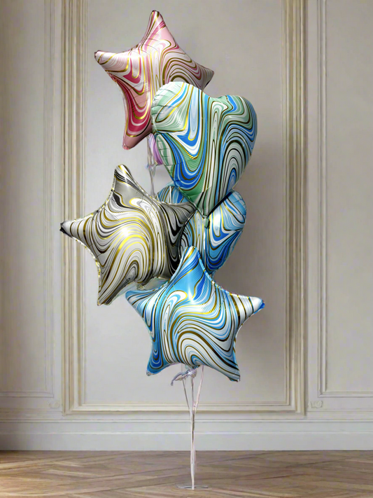 Marble Heart & Star Balloons (1 item)