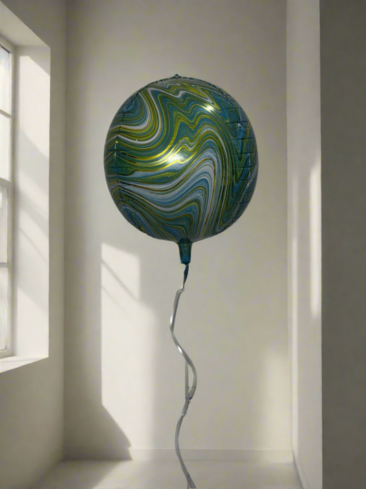 Golden & Green Swirl Marble Balloon –  (22 inches)