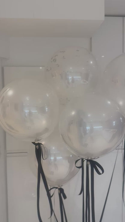 Black & White Couture Balloons – Set of 6, Including 1 Personalised Balloon